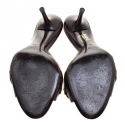 مملوكة مسبقًا حذاء سلايدز غوتشي هورسبيت جلد غوتشيسيما بني مقاس 37