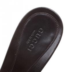 مملوكة مسبقًا حذاء سلايدز غوتشي هورسبيت جلد غوتشيسيما بني مقاس 37