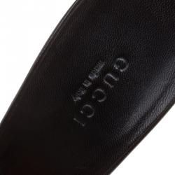 مملوكة مسبقًا Gucci Black Patent Leather Horsebit Bamboo Slide Sandals Size 37