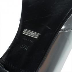 مملوكة مسبقًا Gucci Silver Metallic Leather Horsebit Loafers Size 37.5