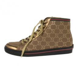 Pre Owned Gucci Brown Guccissima Canvas High Top Sneakers Size 37
