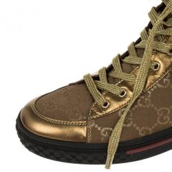 Pre Owned Gucci Brown Guccissima Canvas High Top Sneakers Size 37