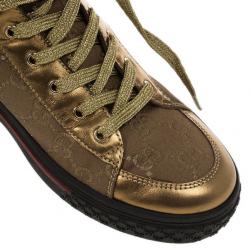 Pre Owned Gucci Brown Guccissima Canvas High Top Sneakers Size 37