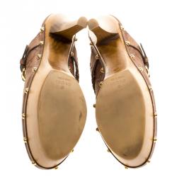 مملوكة مسبقًا Gucci Brown Guccissima Leather Janis Platform Clogs Size 38