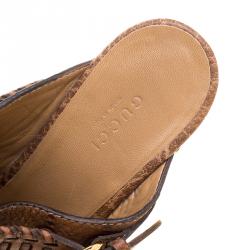 مملوكة مسبقًا Gucci Brown Guccissima Leather Janis Platform Clogs Size 38