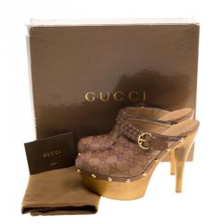 مملوكة مسبقًا Gucci Brown Guccissima Leather Janis Platform Clogs Size 38