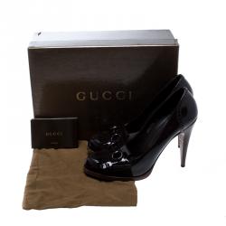 Pre Owned Gucci Bordeaux Patent Leather Horsebit Fringe Loafer Pumps Size 39