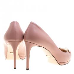 Pre Owned Gucci Blush Pink Leather Horsebit Platfrom Pumps Size 40