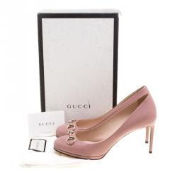 Pre Owned Gucci Blush Pink Leather Horsebit Platfrom Pumps Size 40