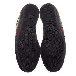 Gucci Black Guccissima Leather Web Detail Low Top Sneakers Size 36.5