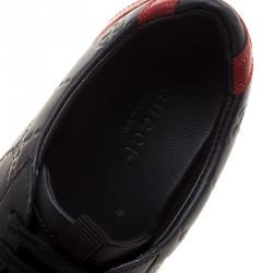 Gucci Black Guccissima Leather Web Detail Low Top Sneakers Size 36.5