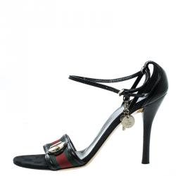 Pre Owned صندل غوتشي سيور كاحل تفاصيل ويب مقاس 41