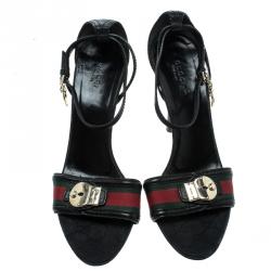 Pre Owned صندل غوتشي سيور كاحل تفاصيل ويب مقاس 41