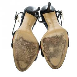 Pre Owned صندل غوتشي سيور كاحل تفاصيل ويب مقاس 41