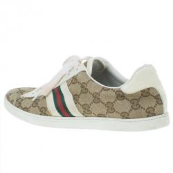 Pre Owned Gucci Guccissima Canvas Web Detail Sneakers Size 37