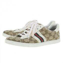 Pre Owned Gucci Guccissima Canvas Web Detail Sneakers Size 37