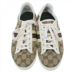 Pre Owned Gucci Guccissima Canvas Web Detail Sneakers Size 37