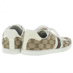 Pre Owned Gucci Guccissima Canvas Web Detail Sneakers Size 37