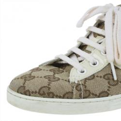 Pre Owned Gucci Guccissima Canvas Web Detail Sneakers Size 37