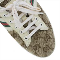 Pre Owned Gucci Guccissima Canvas Web Detail Sneakers Size 37