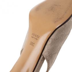 Pre Owned Gucci Beige Guccissima Canvas Pointed Toe Slingback Sandals Size 38