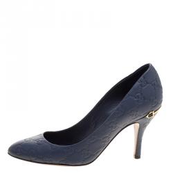 Pre Owned Gucci Blue Guccissima Leather Elizabeth Pumps Size 37