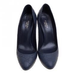 Pre Owned Gucci Blue Guccissima Leather Elizabeth Pumps Size 37