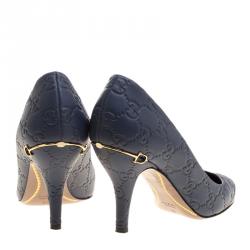 Pre Owned Gucci Blue Guccissima Leather Elizabeth Pumps Size 37