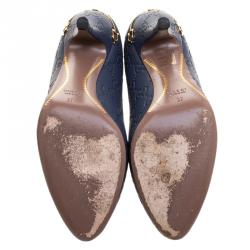 Pre Owned Gucci Blue Guccissima Leather Elizabeth Pumps Size 37