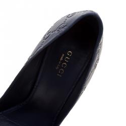 Pre Owned Gucci Blue Guccissima Leather Elizabeth Pumps Size 37