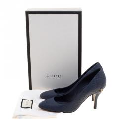 Pre Owned Gucci Blue Guccissima Leather Elizabeth Pumps Size 37