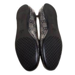 مملوكة مسبقًا Gucci Grey/Black GG Crystal Canvas Ballerina Flats Size 36