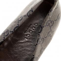 مملوكة مسبقًا Gucci Grey/Black GG Crystal Canvas Ballerina Flats Size 36