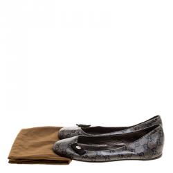 مملوكة مسبقًا Gucci Grey/Black GG Crystal Canvas Ballerina Flats Size 36