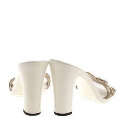 Pre Owned Gucci Beige GG Canvas Horsebit Mules Size 40