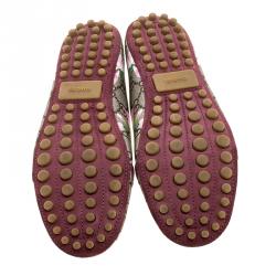 Pre Owned Gucci Fuchsia Blossom Print GG Supreme Canvas Ballet Flats Size 37.5