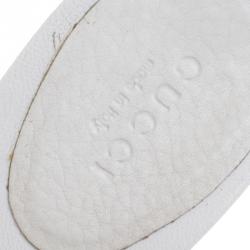 Pre Owned Gucci White Leather T Strap Platform Sandals Size 38.5