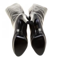 Pre Owned Gucci Black Leather Alexa Platform Knee High Boots Size 38