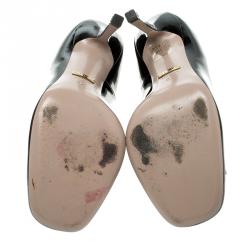 Pre Owned Gucci Black Patent Leather Jolene Horsebit Pumps Size 37