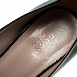 Pre Owned Gucci Black Patent Leather Jolene Horsebit Pumps Size 37