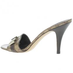 Pre Owned Gucci Guccissima Crystal Bow Slides Size 38.5