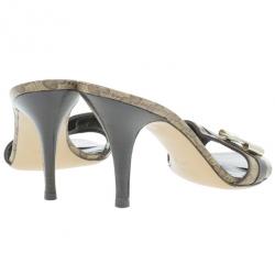 Pre Owned Gucci Guccissima Crystal Bow Slides Size 38.5