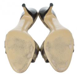 Pre Owned Gucci Guccissima Crystal Bow Slides Size 38.5