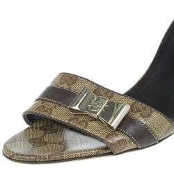 Pre Owned Gucci Guccissima Crystal Bow Slides Size 38.5