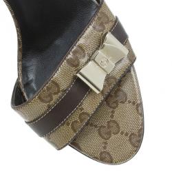 Pre Owned Gucci Guccissima Crystal Bow Slides Size 38.5