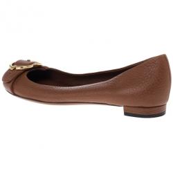 Pre Owned Gucci Brown Leather Ride Ballet Flats Size 39