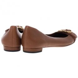Pre Owned Gucci Brown Leather Ride Ballet Flats Size 39