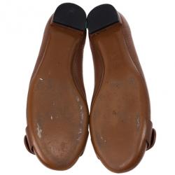 Pre Owned Gucci Brown Leather Ride Ballet Flats Size 39