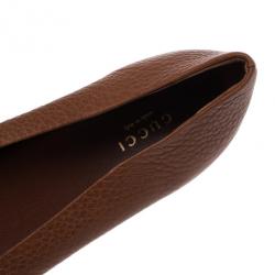 Pre Owned Gucci Brown Leather Ride Ballet Flats Size 39