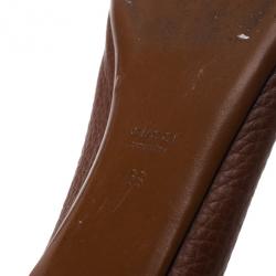 Pre Owned Gucci Brown Leather Ride Ballet Flats Size 39